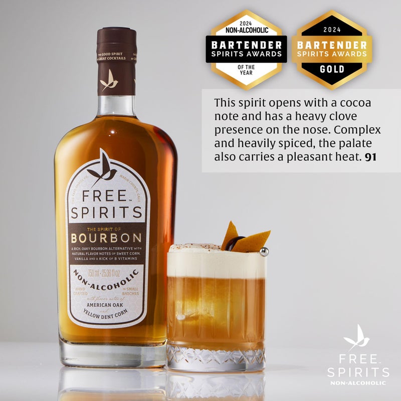 Free Spirits Non-Alcoholic Bourbon Spirit - Award Winning Whiskey Alternative - Low Calorie, Vegan, Gluten-Free with B-Vitamins - Natural Ingredients for Delicious Cocktails - 750 ml Bottle - Image 4